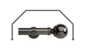 Rolls 28mm Neo Ball 5 Sided Bay Window Curtain Pole Black Nickel